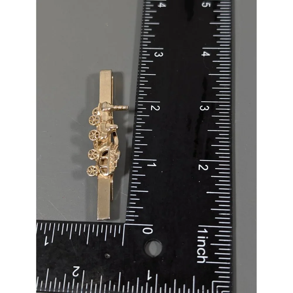 Vintage Pioneer Wagon Money Clip‎ Gold Tone Mens